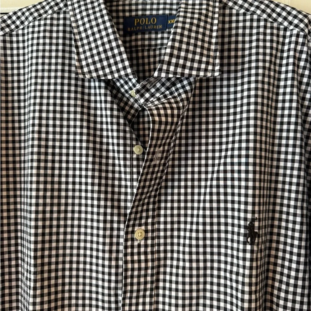 NWOT Polo Ralph Lauren Black and White Checker Button Down in XXL - Picture 2 of 8